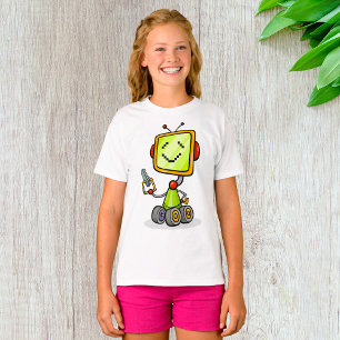 Cute Retro Robot Cartoon Fun AI Tech Digital Art  T-Shirt