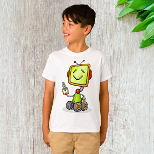 Cute Retro Robot Cartoon Fun AI Tech Digital Art T-Shirt