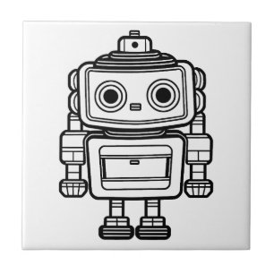 Cute retro robot cartoon illustration tile