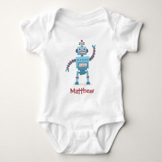 Cute retro robot cartoon personalised baby bodysuit