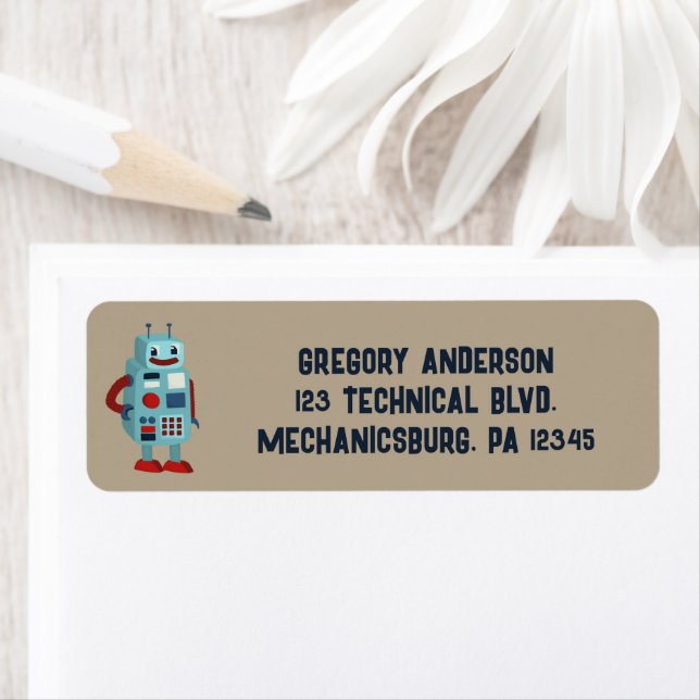 Cute Retro Robot Custom Return Address (Insitu)
