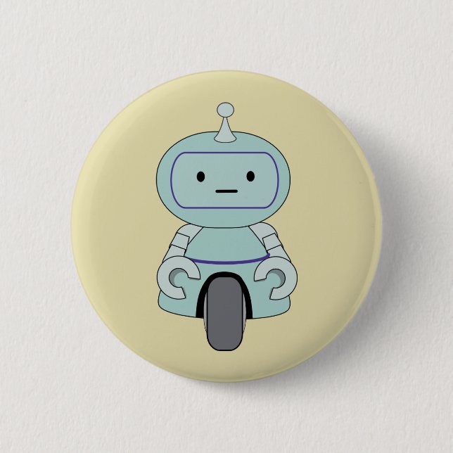 Cute Retro Robot Illustration 6 Cm Round Badge (Front)