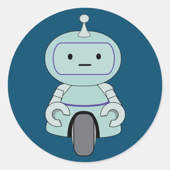 Cute Retro Robot Illustration Classic Round Sticker (Front)