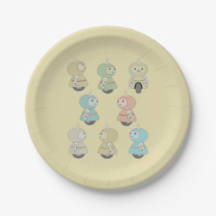 Cute Retro Robot Pattern Paper Plate