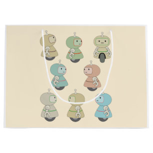 Cute Retro Robots Pattern Large Gift Bag