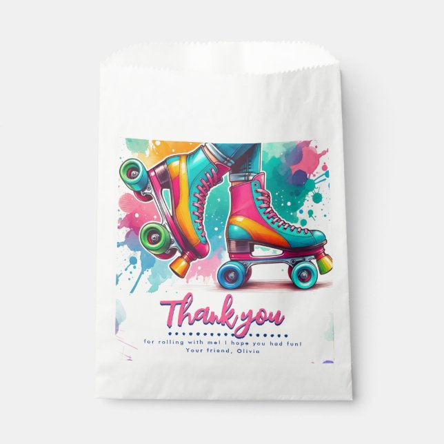 Cute Retro Roller Skate Birthday Party Favour Bags (Front)