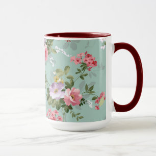 Cute Retro Rose Wallpaper Beautiful Floral Vintage Mug