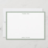 Cute Retro Sage Green Gingham Plaid Personalised