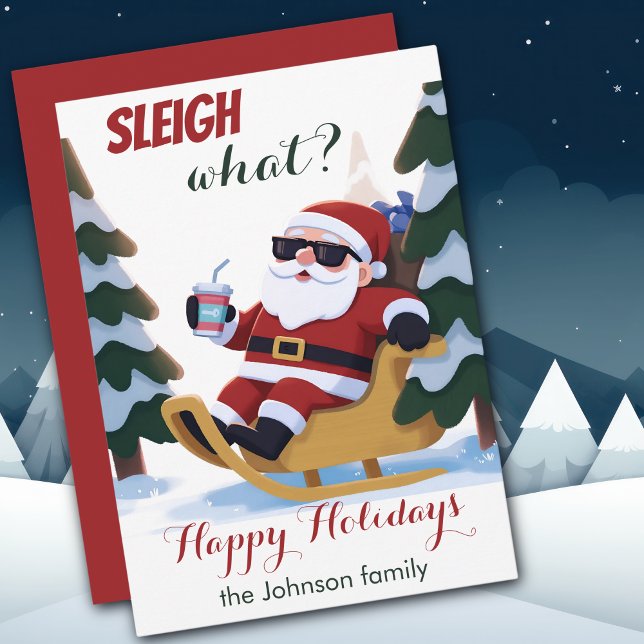 Cute Retro Santa And Sleigh Christmas Card (Creator Uploaded)