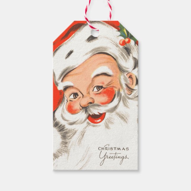 Cute Retro Santa Claus Gift Tags (Front)