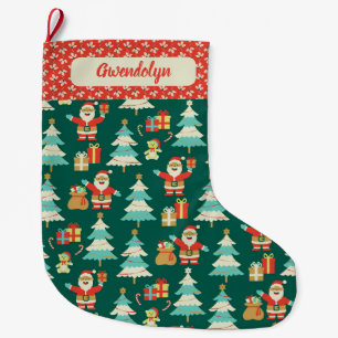 Cute Retro Santa Customisable Christmas Stocking