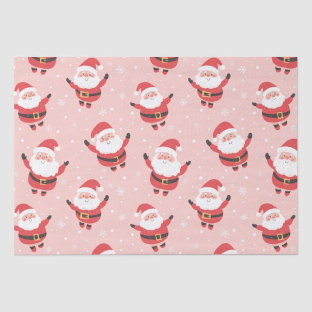 Cute Retro Santa Pink Christmas Tissue Paper (Front)