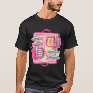 Cute Retro Sardines with Lemon Slices. Pink Vintag T-Shirt