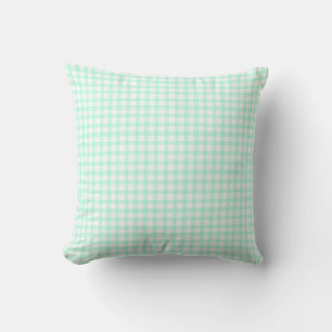 Cute Retro Sea Green Gingham Plaid pattern Cushion