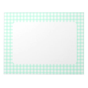 Cute Retro Sea Green Gingham Plaid pattern Notepad