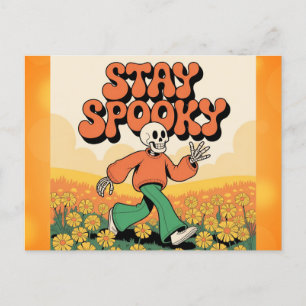 Cute Retro Skeleton Stay Spooky Halloween Postcard