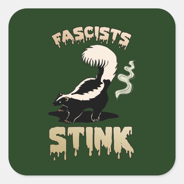 Cute Retro Skunk - Fascists Stink Square Sticker (Front)