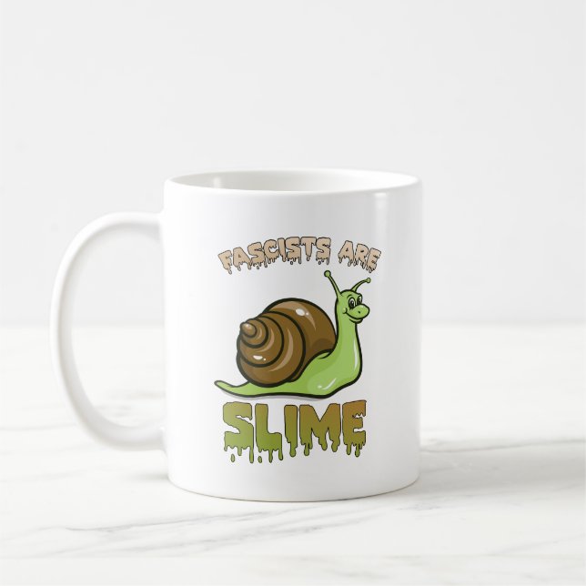 Cute Retro Snail - Fascists are Slime Coffee Mug (Left)