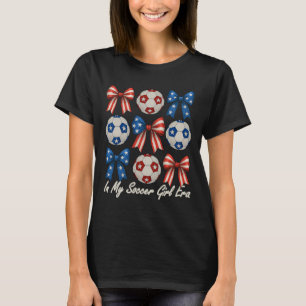 Cute Retro Soccer Girl Coquette Bow For Women Mom T-Shirt