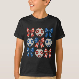 Cute Retro Soccer Girl Coquette Bow For Women Mom T-Shirt