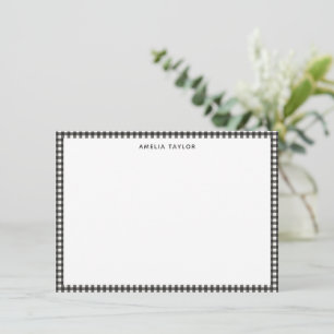 Cute Retro Soft Black Gingham Plaid Personalised Card