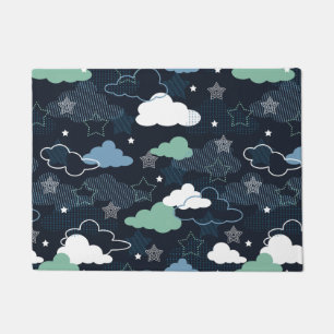 Cute Retro Starry Night Sky Pattern Doormat