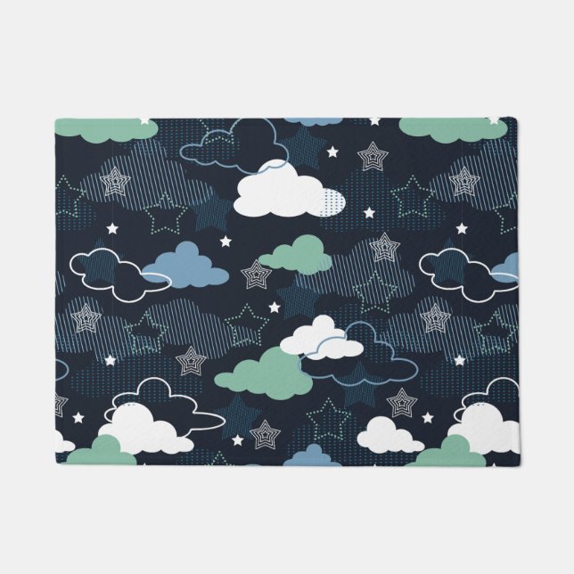 Cute Retro Starry Night Sky Pattern Doormat (Front)