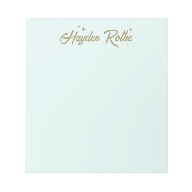 Cute Retro Stars Script Typography Paste Blue Notepad (Front)