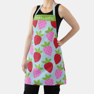 Cute Retro Strawberry Fruit Pattern Personalised Apron