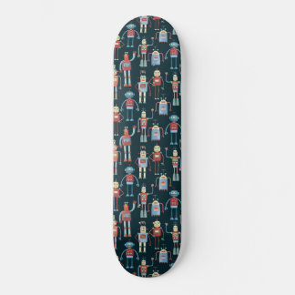 Cute Retro Style 1950s Robots Skateboard