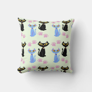 Cute Retro Style Illustrated Cats Pattern Cushion