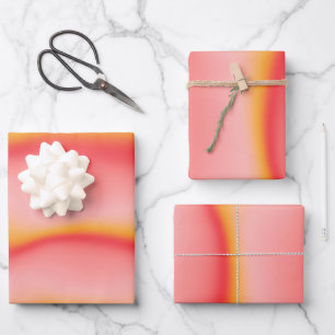 Cute Retro Sunset Groovy Wavy Wrapping Paper Sheet