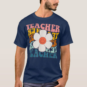 Cute Retro Teacher Daisy Colourful Elementary Scho T-Shirt
