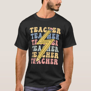 Cute retro teacher teaching pencil school lightnin T-Shirt