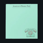 Cute Retro Teal Telephone Personalised Phone Pad<br><div class="desc">Cute personalised phone pad with teal retro telephone illustration.</div>
