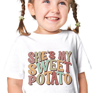 Cute Retro Thanksgiving "She Is My Sweet Potato" Baby T-Shirt