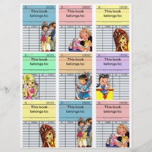 Cute Retro This Book Belongs To Tags