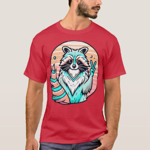 Cute Retro Trash Panda Peace Out T-Shirt
