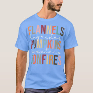 Cute Retro Trendy Beautiful Flannel Pumpkins Bonfi T-Shirt