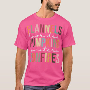 Cute Retro Trendy Beautiful Flannel Pumpkins Bonfi T-Shirt