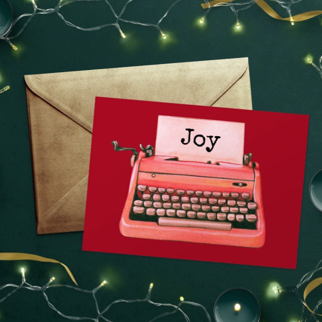 Cute Retro Typewriter '60s Personalised Christmas  Note Card (Creator Uploaded)