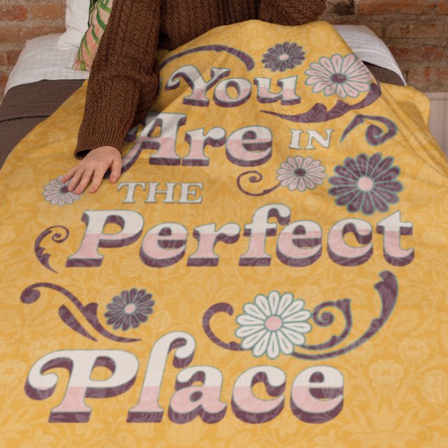 Cute Retro Typography Inspirational Quote Yellow Fleece Blanket (Creator Uploaded)