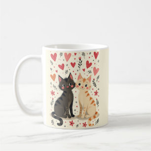 Cute Retro Valentine Cats Coffee Mug