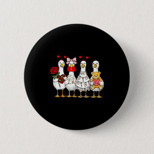 Cute Retro Valentine Silly Gooses Duck Love Couple 6 Cm Round Badge