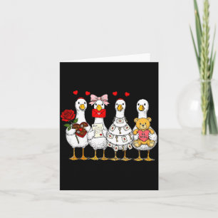 Cute Retro Valentine Silly Gooses Duck Love Couple Card