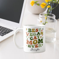 Cute Retro Vegan Cat Mum, Custom Photo 
