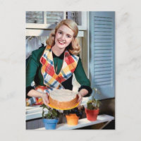 Cute retro vintage baking lady
