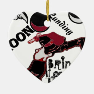 Cute retro vintage Bring it On Moon Landing HoHoHo Ceramic Tree Decoration