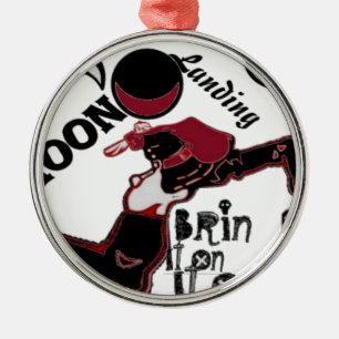 Cute retro vintage Bring it On Moon Landing HoHoHo Metal Tree Decoration