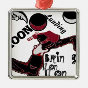 Cute retro vintage Bring it On Moon Landing HoHoHo Metal Tree Decoration